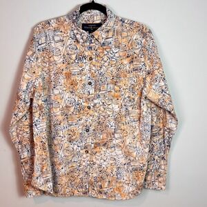 Pete Huntington Bali Handcrafted Trader Joes allover print hawaiian button up XL